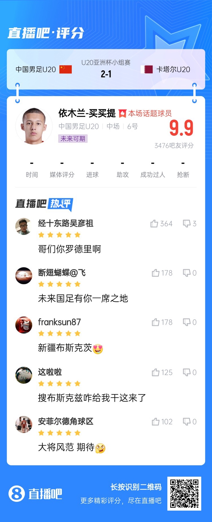  依木蘭+陳澤仕泰山中場連線！19歲依木蘭獲封：新疆布斯克茨！