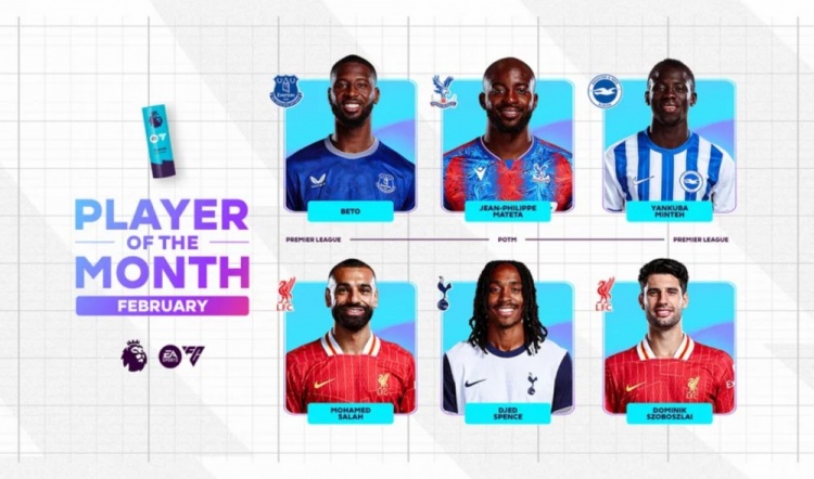  英超2月最佳候選：貝托、馬特塔、明特、薩拉赫、斯賓塞、索博
