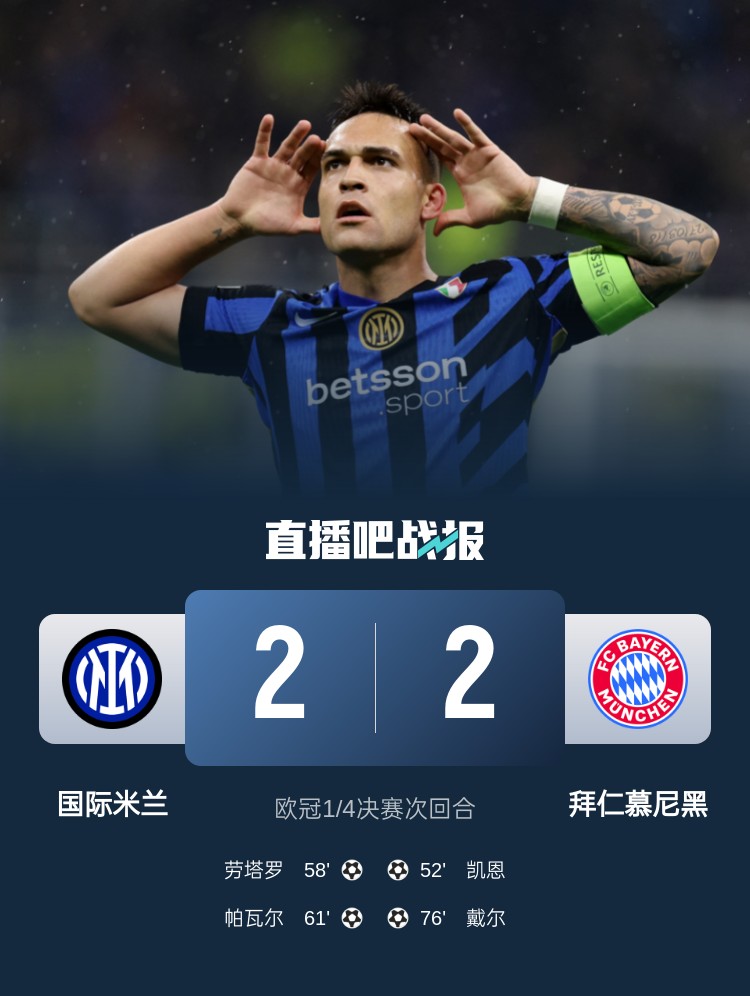  黑色3分鐘！拜仁3分鐘丟2球遭國米淘汰 去年3分鐘丟2球遭皇馬絕殺